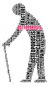 Osteoporosis graphic of a man spelled out with words
